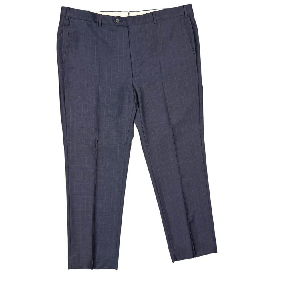 J. Hilburn Dress Pants Wool Trousers Windowpane Blue Portugal 40x30